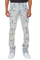 Multi Pockets Cargo Pants Streetwear - XL, Light Blue image