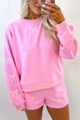 Cozy Lounge Set with Bow Details - S, Pink image
