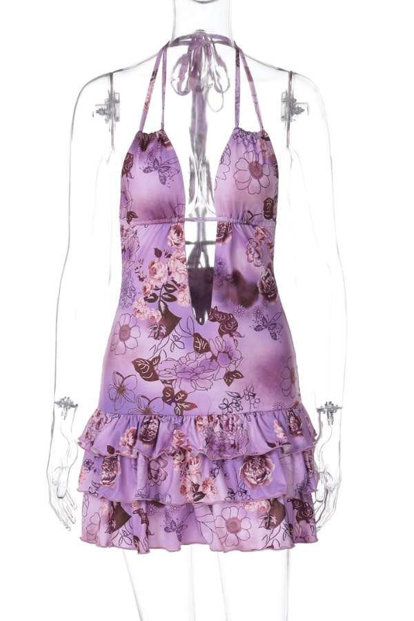 Violet Blossom Ruffle Mini Dress image 5
