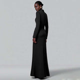 Structured Blazer Evening Dress with Lace Leg Detail image 2