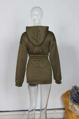 Solid Drawstring Crop Hoodie and Mini Skirt image 7