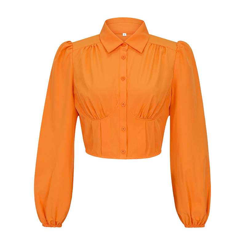 Fashion Long Sleeve Slim Fit Short Blouse image 3