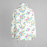 Floral Pattern Puffer Jacket with High Collar image 4