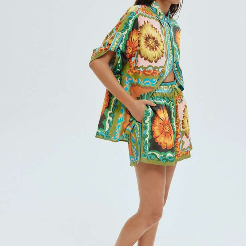 Floral Short Set with Oversized Shirt & Shorts image 4