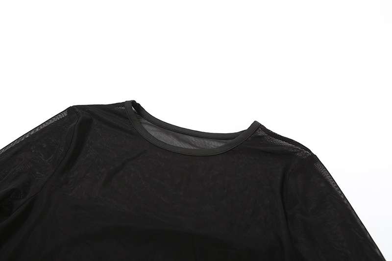 Sheer Mesh Long-Sleeve Top with Flared Cuffs image 4