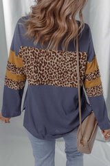 Casual Leopard-Print Colorblock Top image 3
