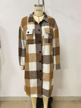 Casual Long Sleeve Oversize Plaid Long Coat image 2