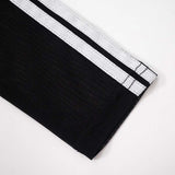 Mesh Patchwork O-Neck White Stripe Skinny Top image 8