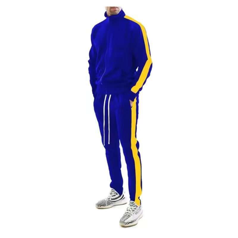 Striped Casual Tracksuit Set - M, Deep Cobalt Blue image