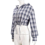 Hooded Jacket Drawstring Long Sleeve Zip Up Crop Top image 6