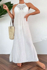 Halter Neck Crochet Detail Maxi Dress image 0