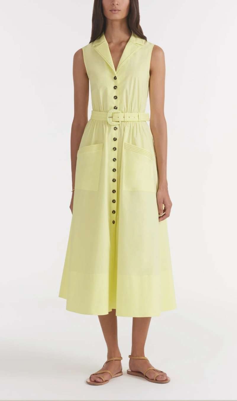 Button-Front Midi Dress - S, Yellow image