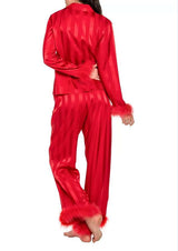 Faux-Fur Trimmed Pajama Set image 3