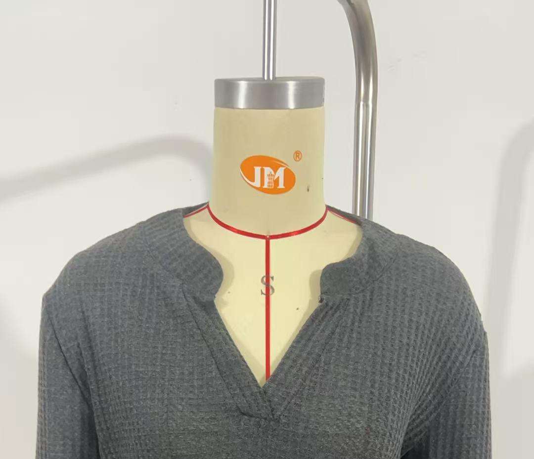 Textured Long Sleeve Shirt with V-Neck image 5