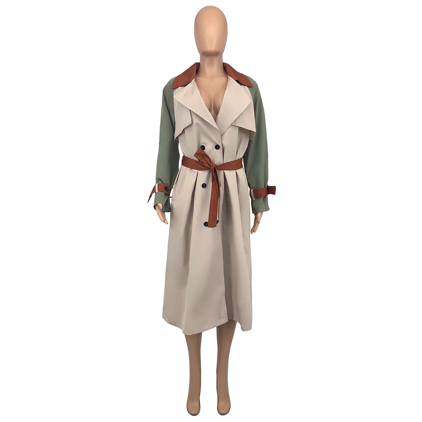 Stylish Color-Block Trench Coat image 4