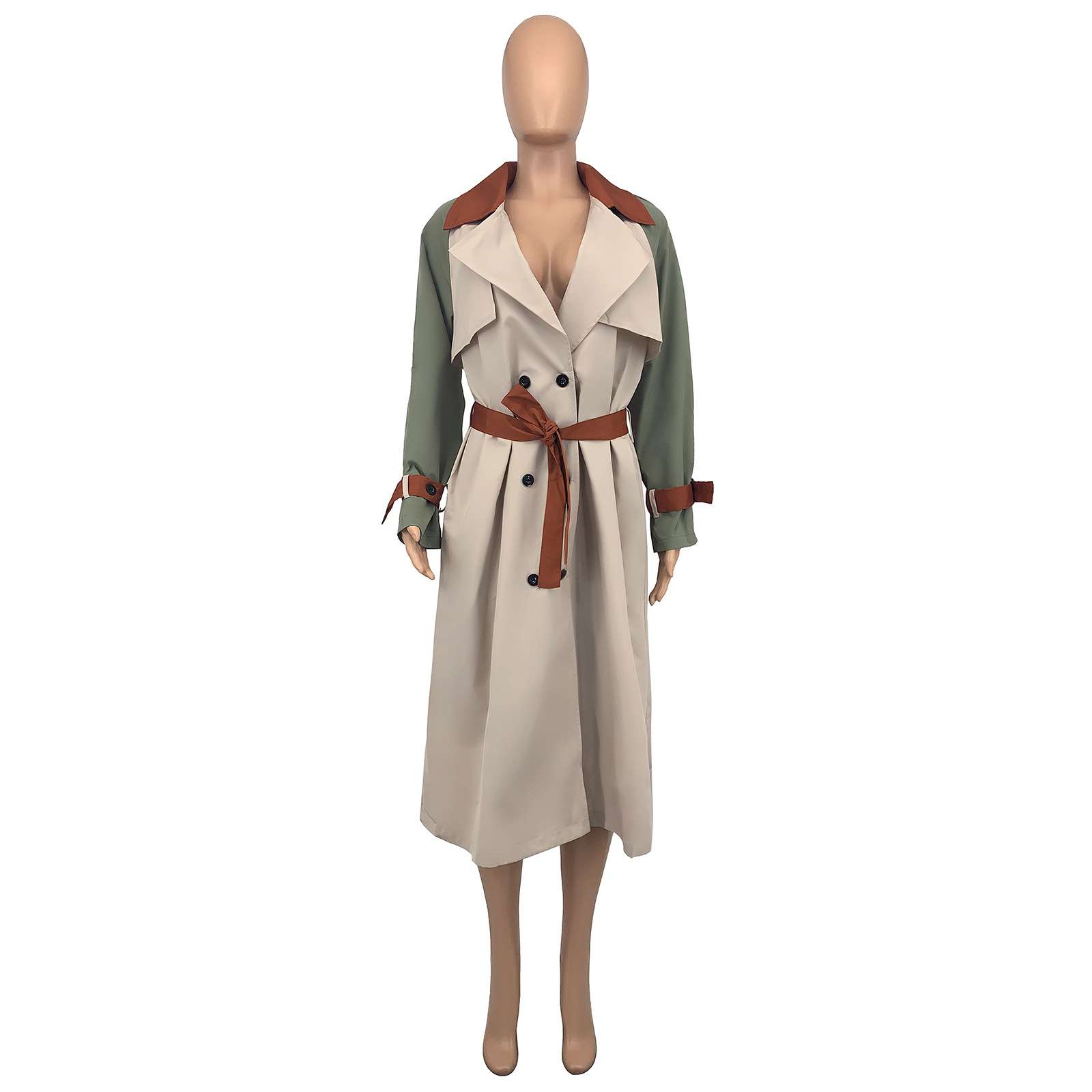 Stylish Color-Block Trench Coat image 4