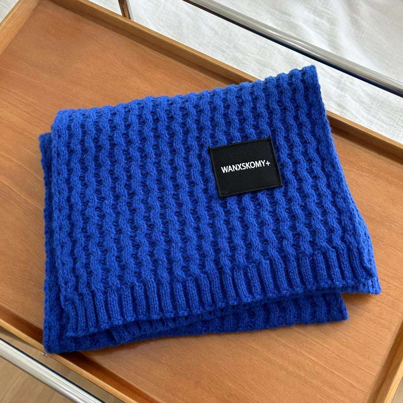 Solid Knitted Warn Winter Scarf - Free Size, Dazzling Blue image