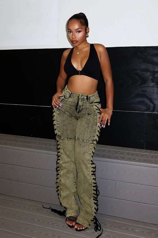 After Hours Lace Up Flare Pant - L, Laurel Green image