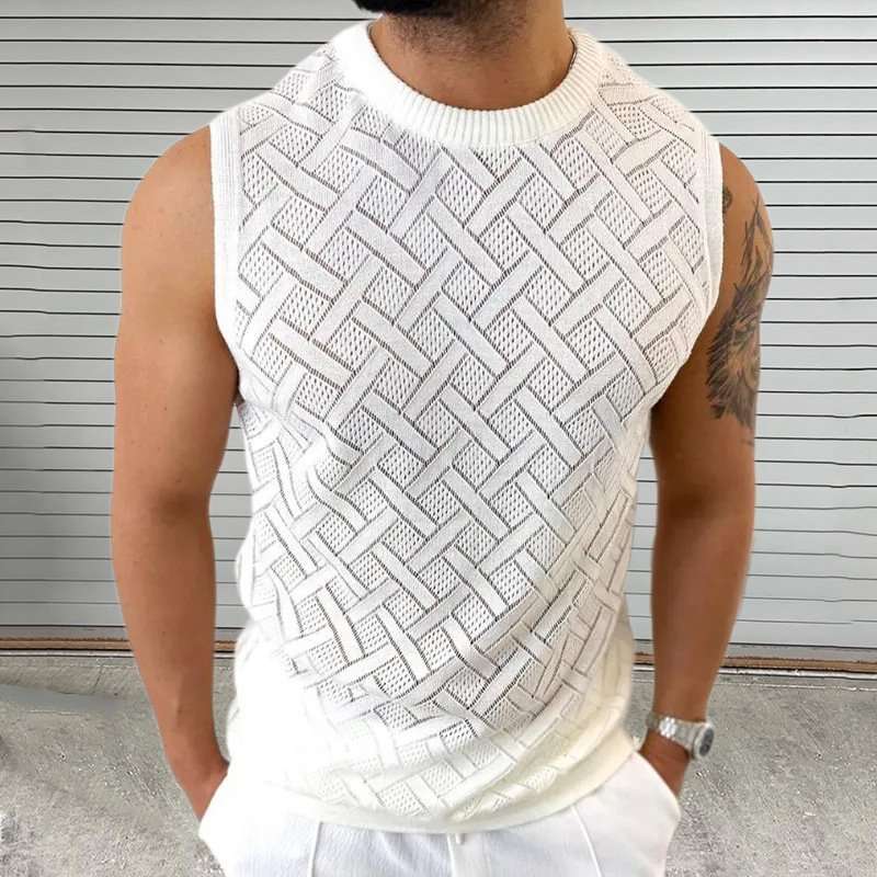 Knit Sleeveless Top - M, White image