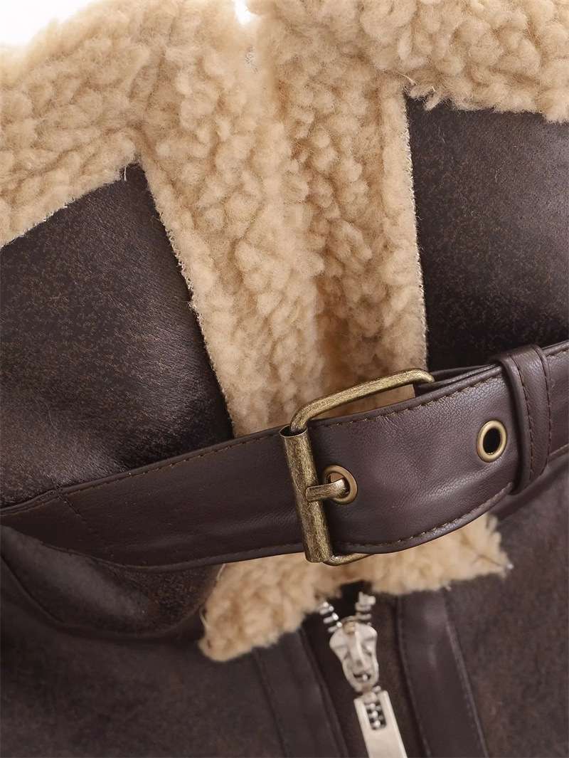 Shearling-Lined Faux Leather Aviator Jacket image 4
