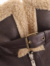 Shearling-Lined Faux Leather Aviator Jacket image 4
