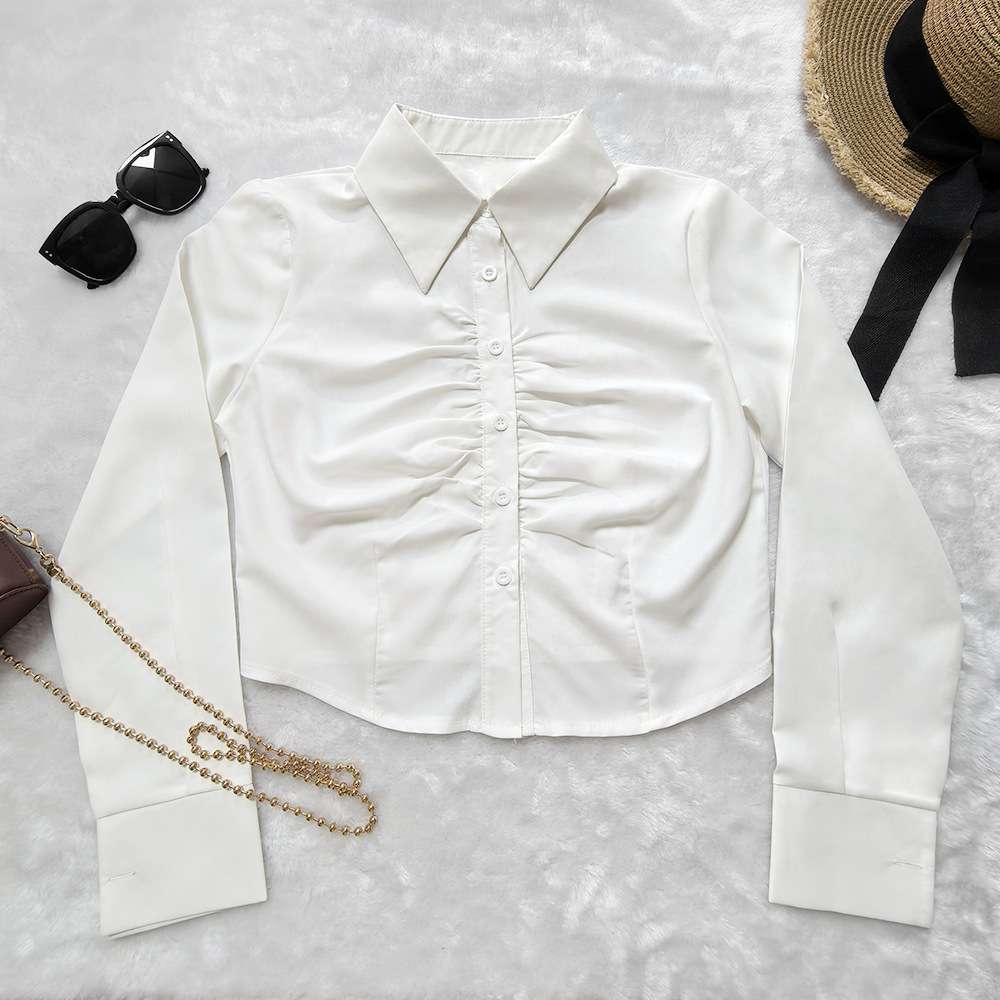 Ruched Front Button-Down Blouse image 3