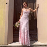 Floral Maxi Dress with Spaghetti Straps - L, Pink image