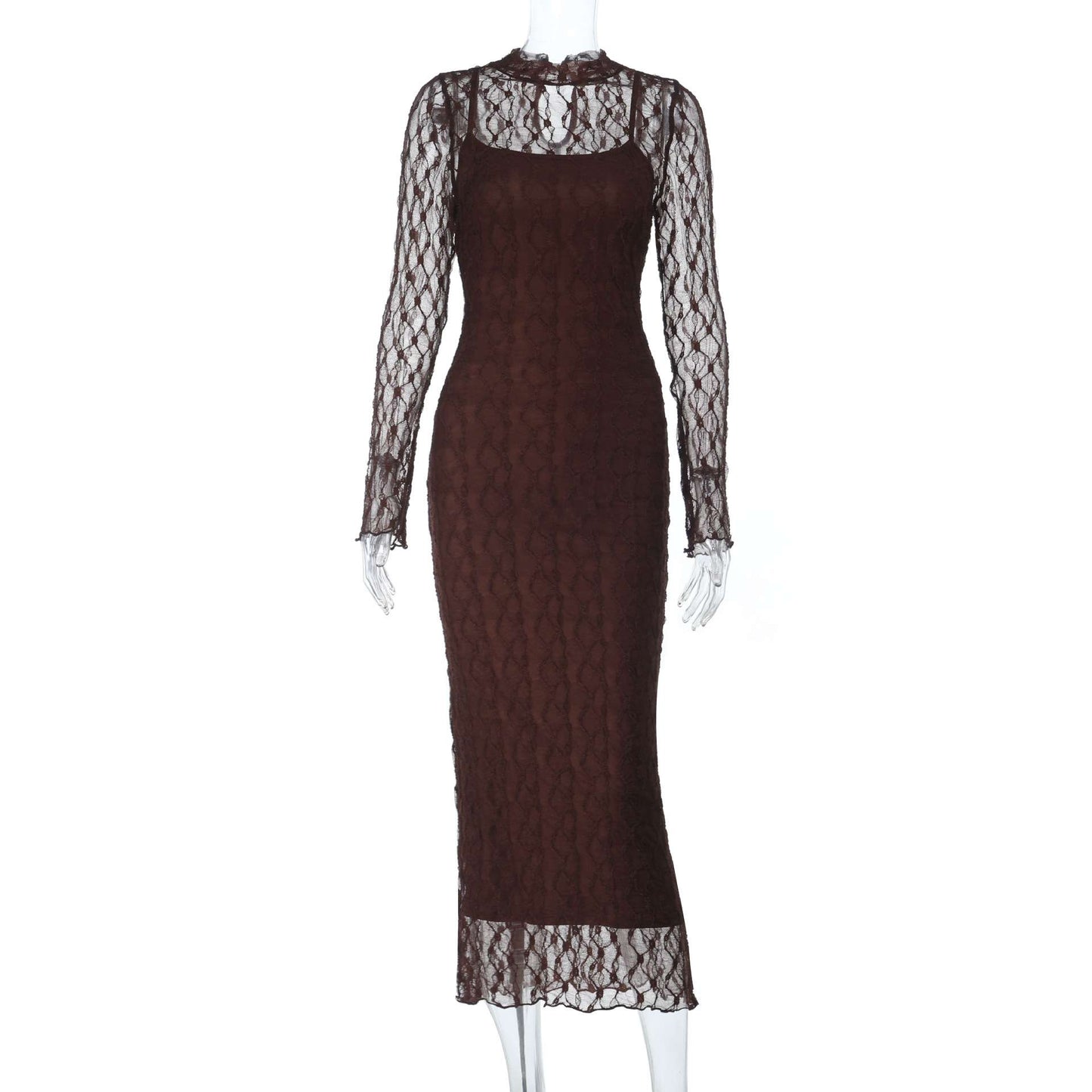 Lace Midi Dress with Long Sleeves image 3