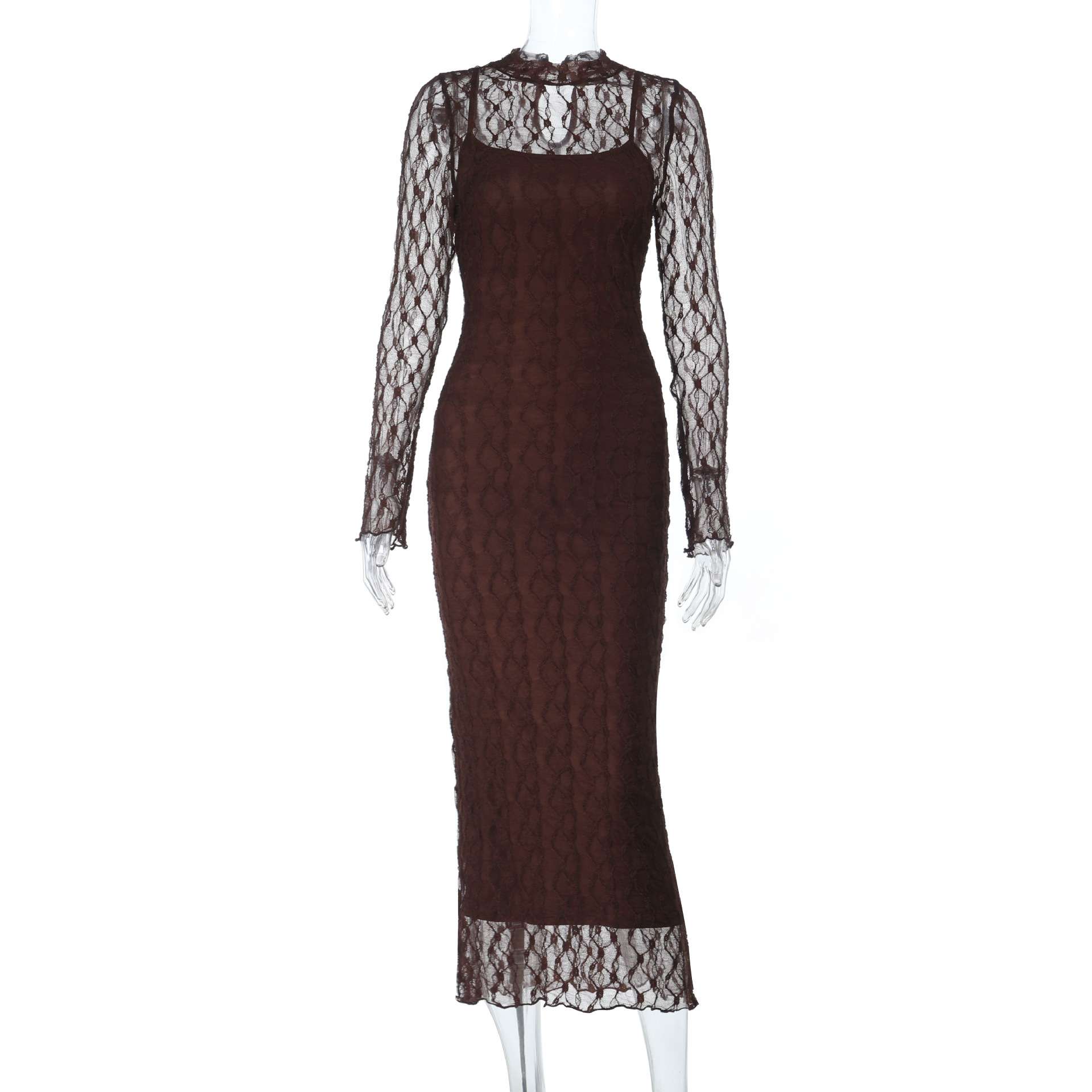 Lace Midi Dress with Long Sleeves image 3