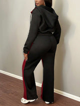 Colorblock Cropped Hoodie and Wide-Leg Pants Set image 2
