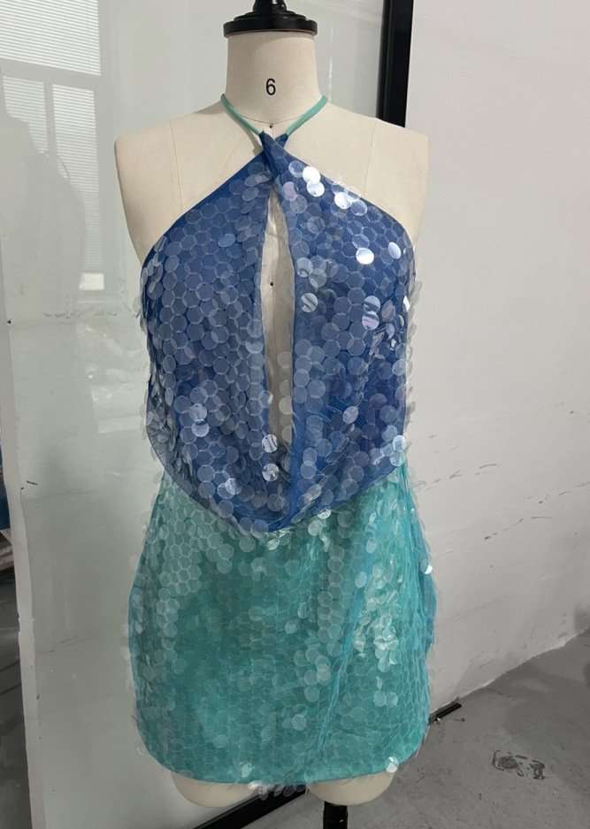 Sequin Halter Dress with Cutout Detail image 3