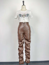 Fuax Leather Pants High Waisted Pants image 5