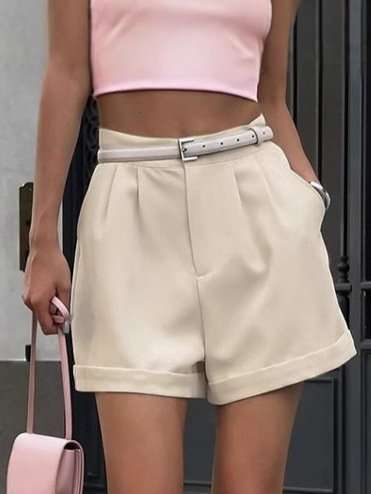 High-Waisted Tailored Shorts image 2