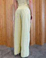 Elegant Wide-Leg Striped Pants - S, Yellow image
