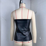 Black Faux Leather Strapless Corset Top image 5