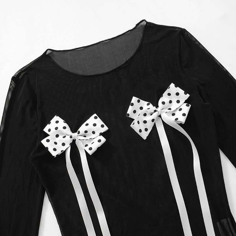 Bow Decor Long Sleeve Top And Pants Set image 4