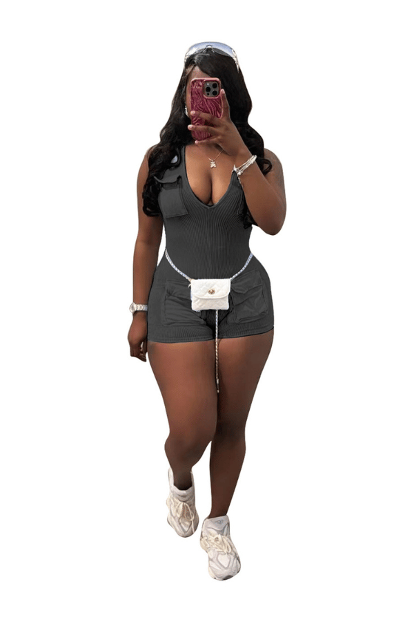 One Piece Sleeveless V Neck Bodycon Short Jumpsuits Rompers image 6