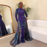 Floral Off-Shoulder Evening Dress - S, Purple image