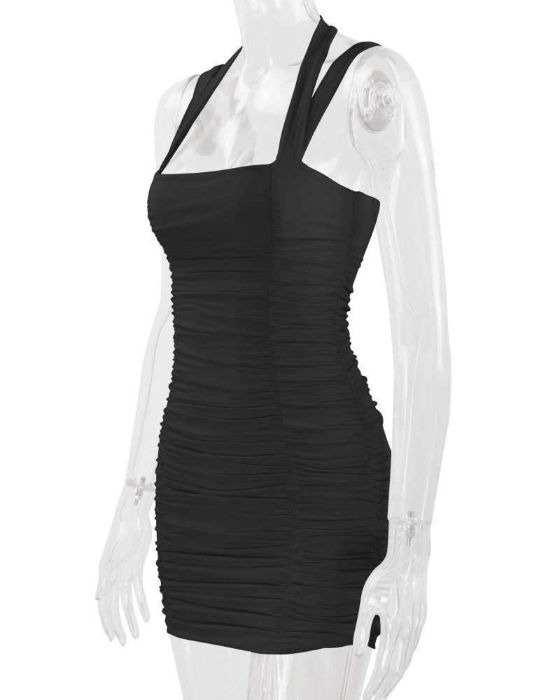 Ruched Halter Bodycon Mini Dress image 6
