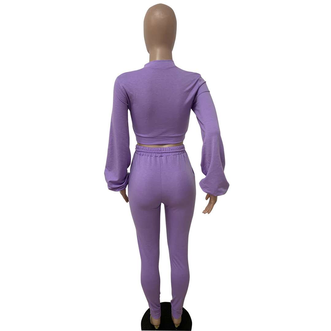 Stylish Zipper Crop Top & Jogger Set image 5