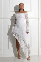 Lace Off-Shoulder Asymmetrical Dress image 0