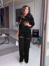 Crop Top and Pant Set - L, Black image