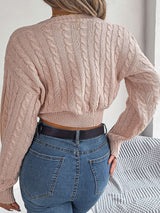 V-Neck Crop Sweater Knitwear Pullover Sweatshirt image 3
