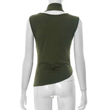 Draped Sleeveless Top with Scarf Detail image 5