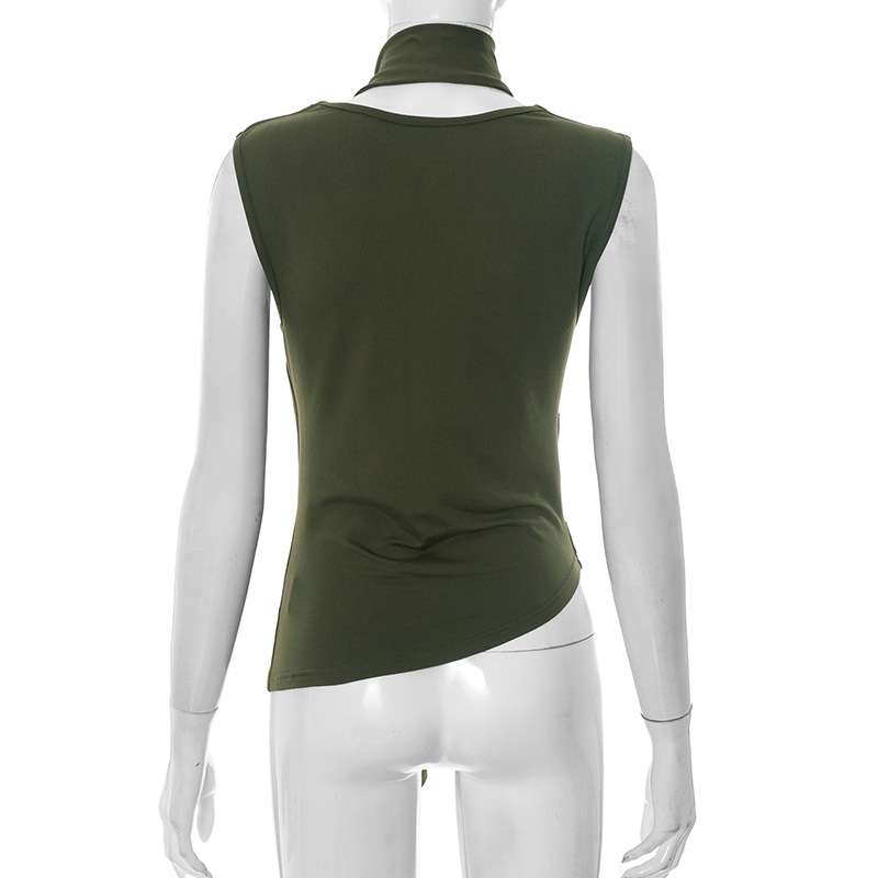 Draped Sleeveless Top with Scarf Detail image 5