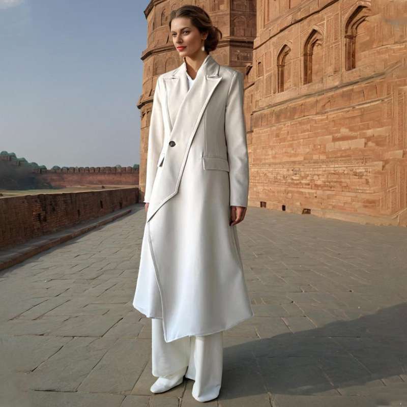Slanted Placket Single Button Coat image 0