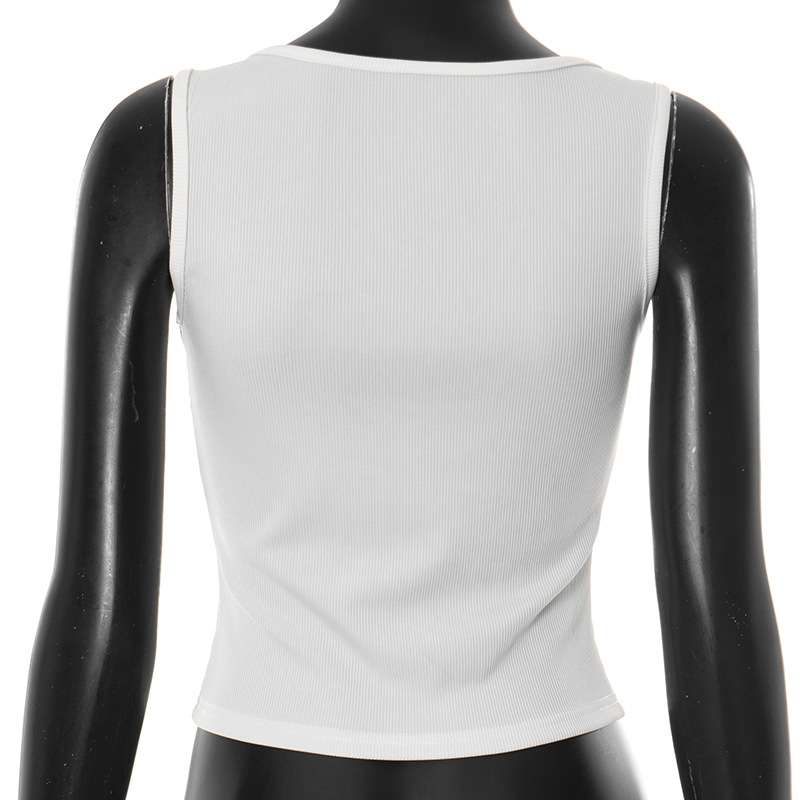 Ribbed Tank Top with Embellished Accents image 4