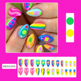 Vibrant Neon Geometric Pattern Nail Art image 6
