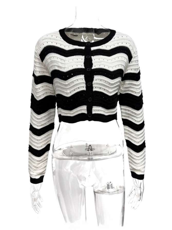 Striped Knit Cardigan Jacket image 3