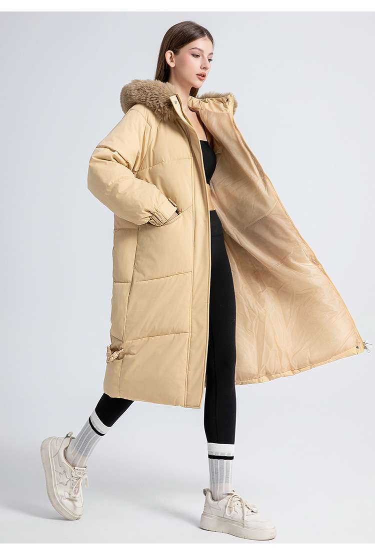 Long Sleeve Hooded Puffer Coat - XXL, Yellow image